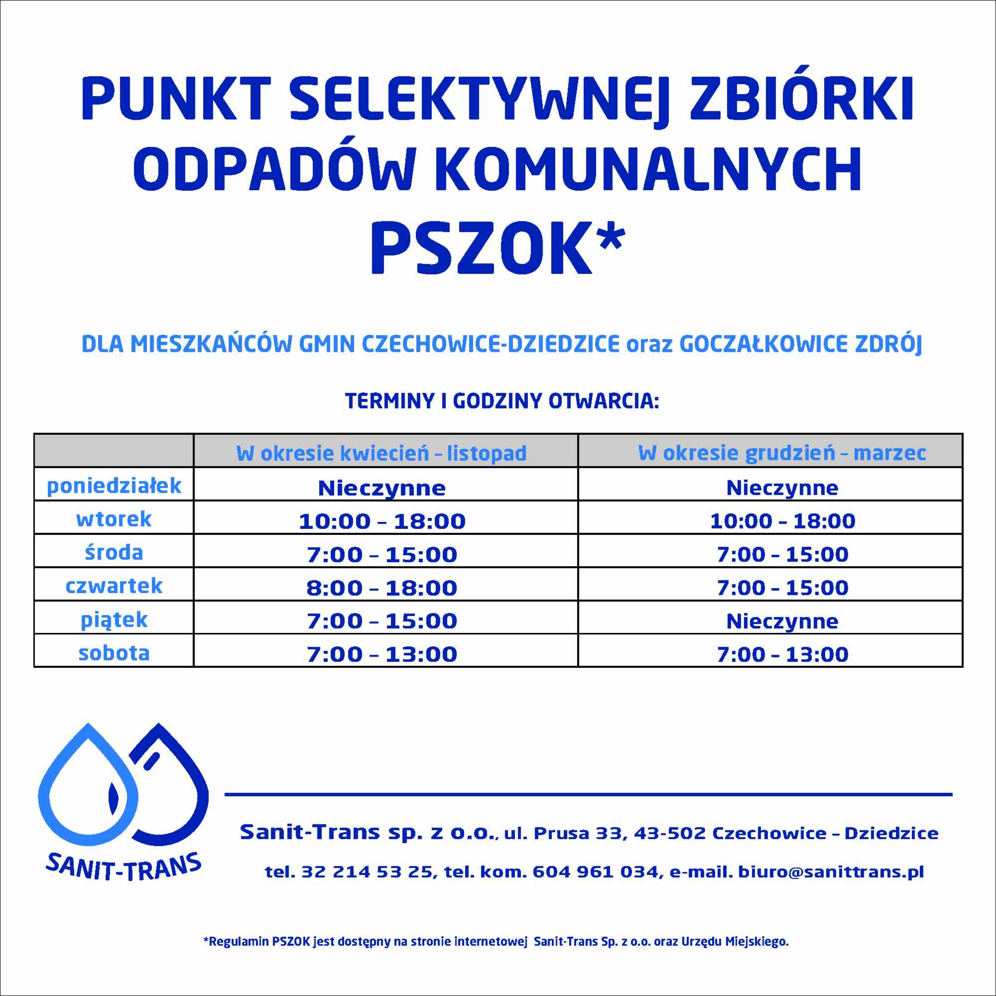PSZOK Zmienia Godziny Pracy Do 18 00 B dzie Czynny We Wtorki I 