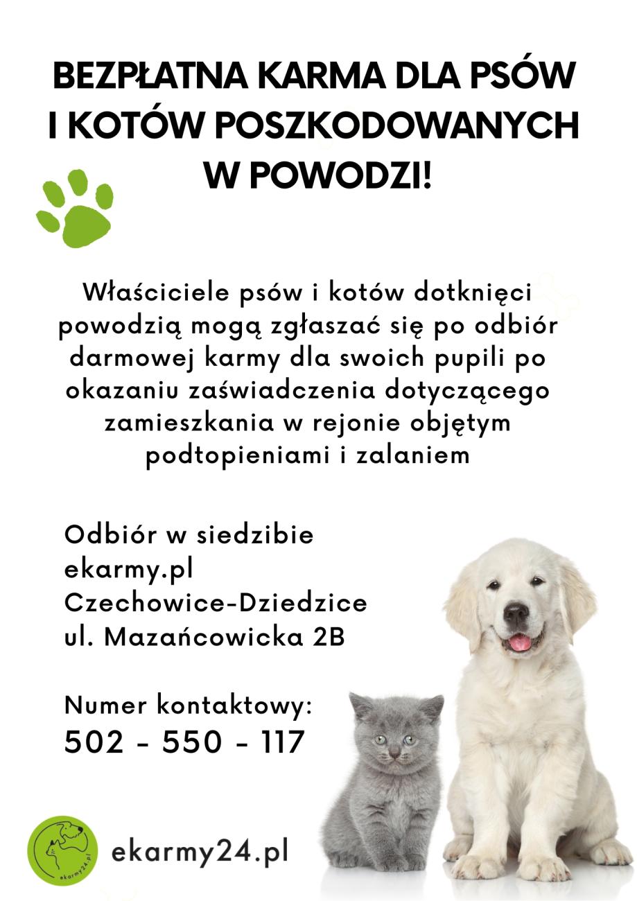 Plakat dot. wydawania darmowej karmy