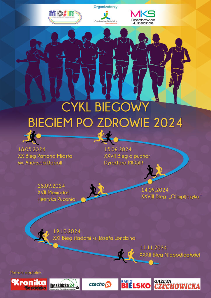Plakat cyklu Biegiem po zdrowia - edycja 2024
