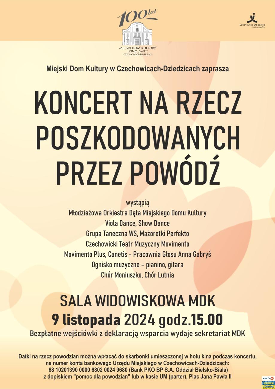 Plakat koncertu na rzecz powodzian