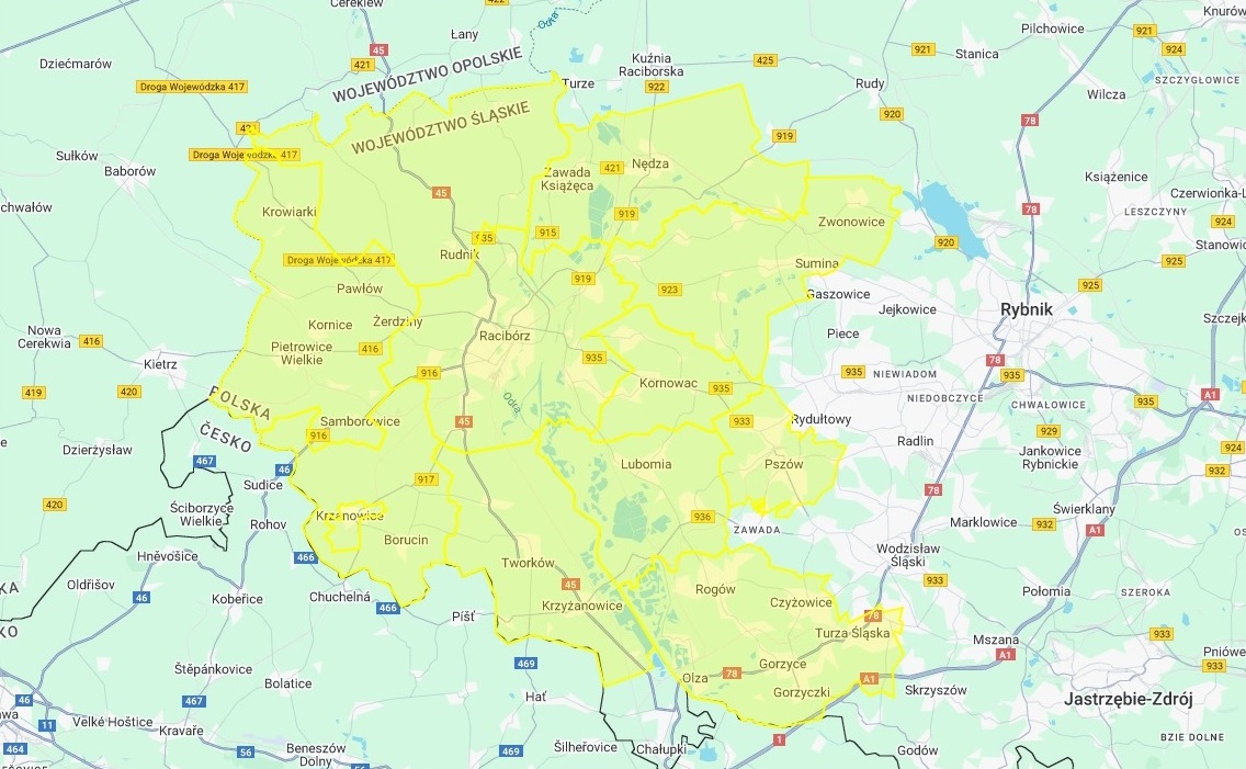 poglądowa mapa strefy objętej zagrożeniem