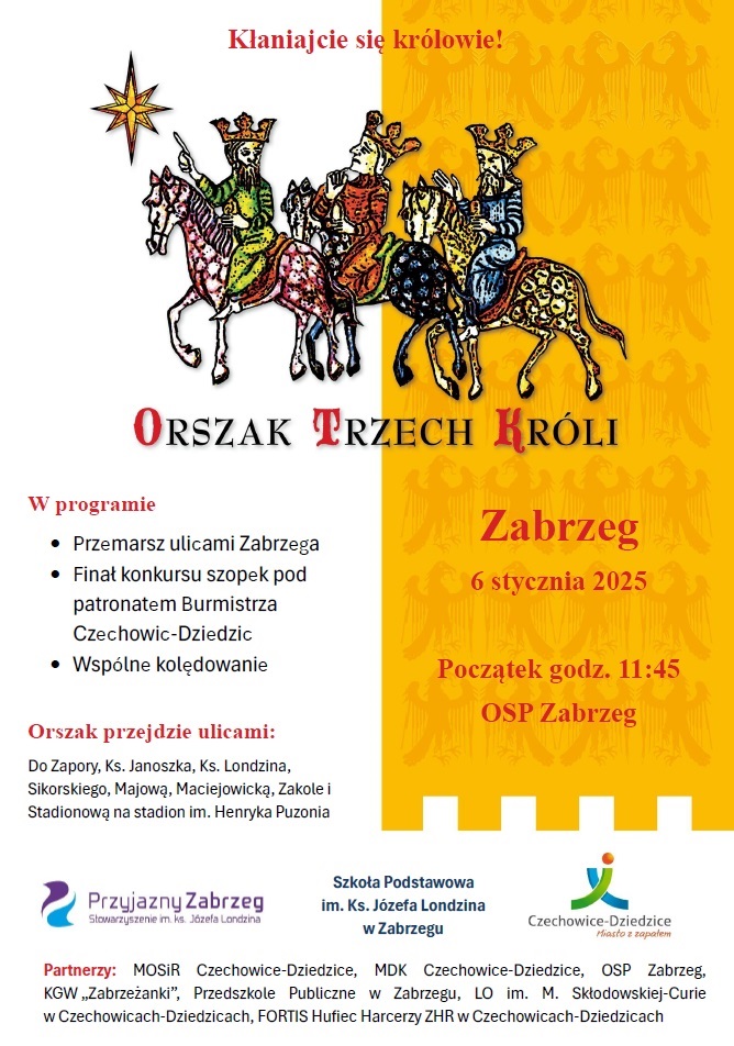 Plakat zachęcający do udziału w Orszaku Trzech Króli