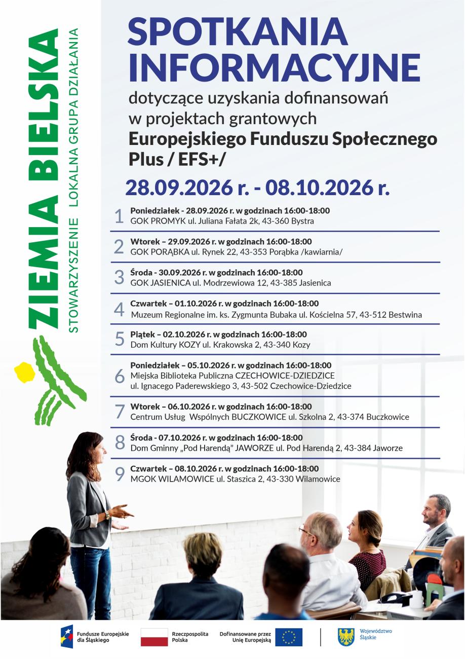 Plakat z terminami spotkań