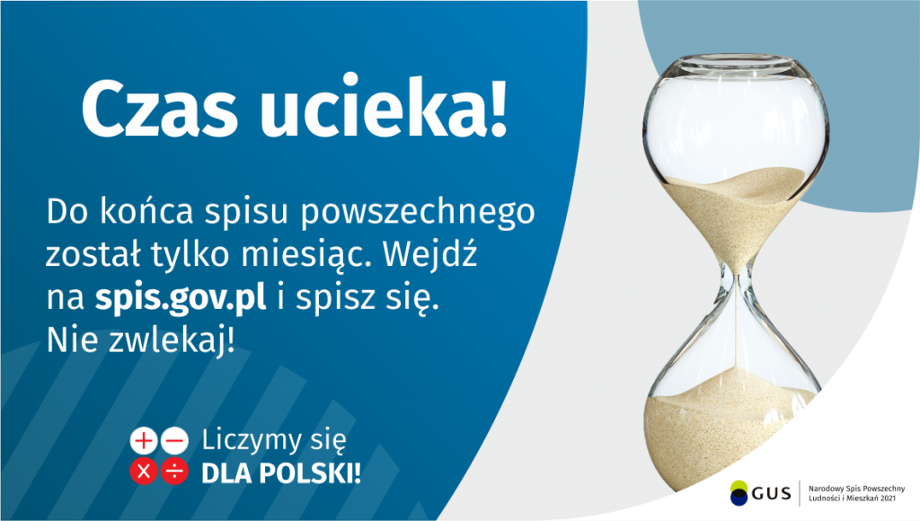 Czas ucieka - grafika informująca o spisie powszechnym