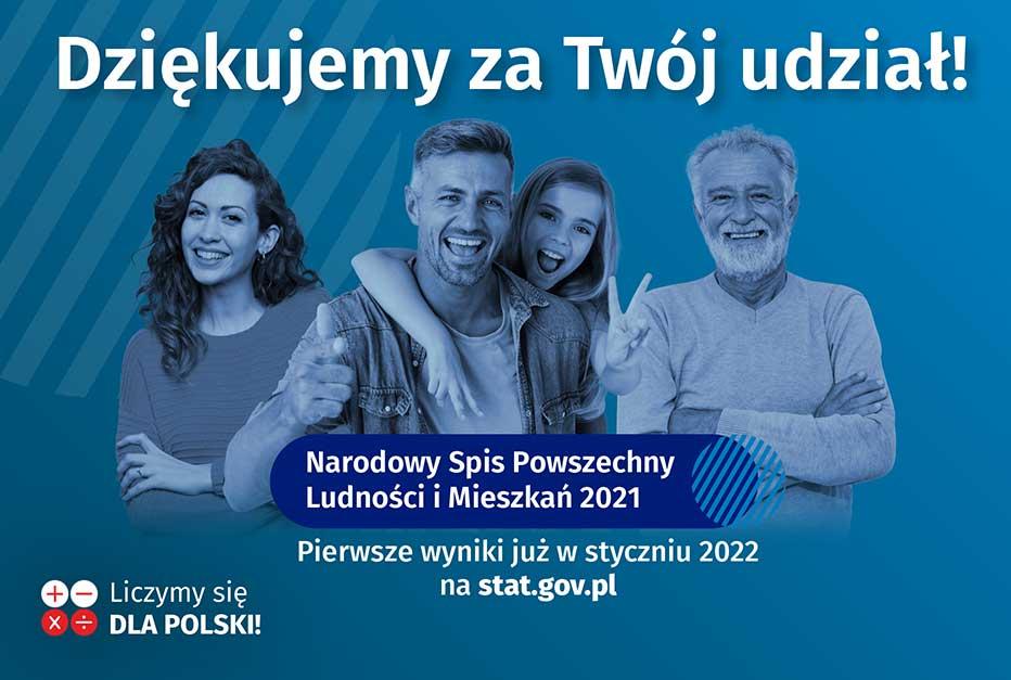 Baner z podziękowaniami za udział w spisie powszechnym