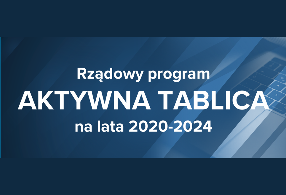 Grafika z napisem Aktywna tablica na granatowym tle