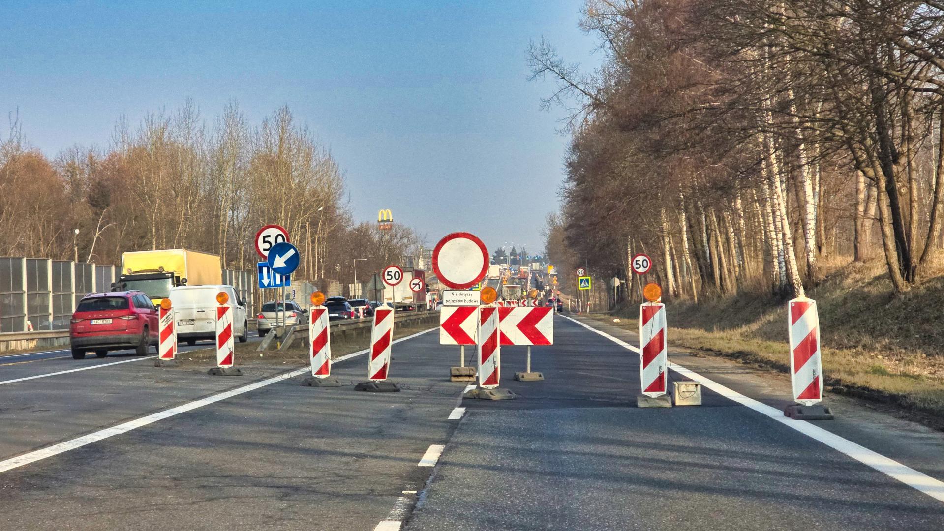 zamknięty odcinek drogi krajowej nr 1