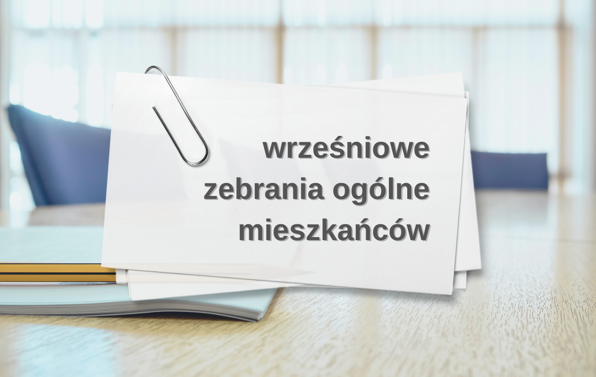 Grafika z informacją o wrześniowych spotkaniach ogólnych mieszkańców