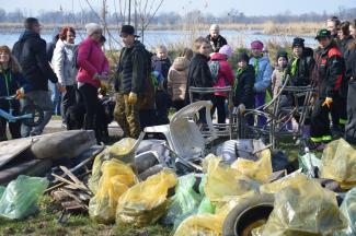 grupa ludzi biorących udział w akcji sprzątania