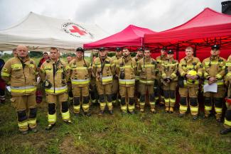 Ćwiczenia strażaków w rejonie zagrożonym wezbraniami Iłownicy