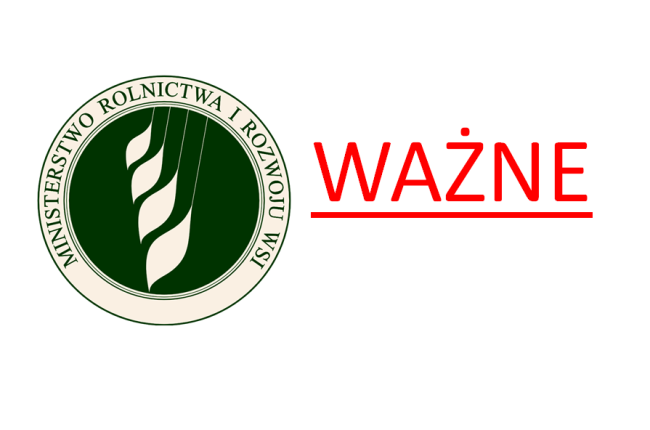 logo ministerstwa rolnictwa z czerwonym dopiskiem ważne