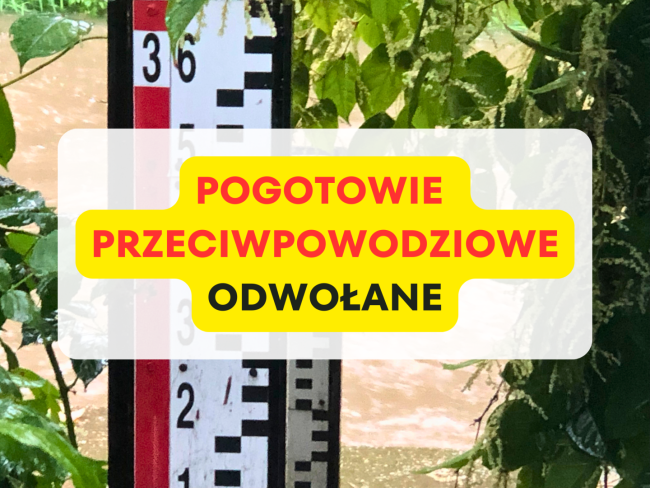 Grafika dotycząca odwołania pogotowia przeciwpowodziowego