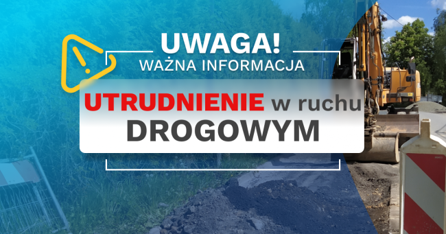 ostrzeżenie z koparką w tle